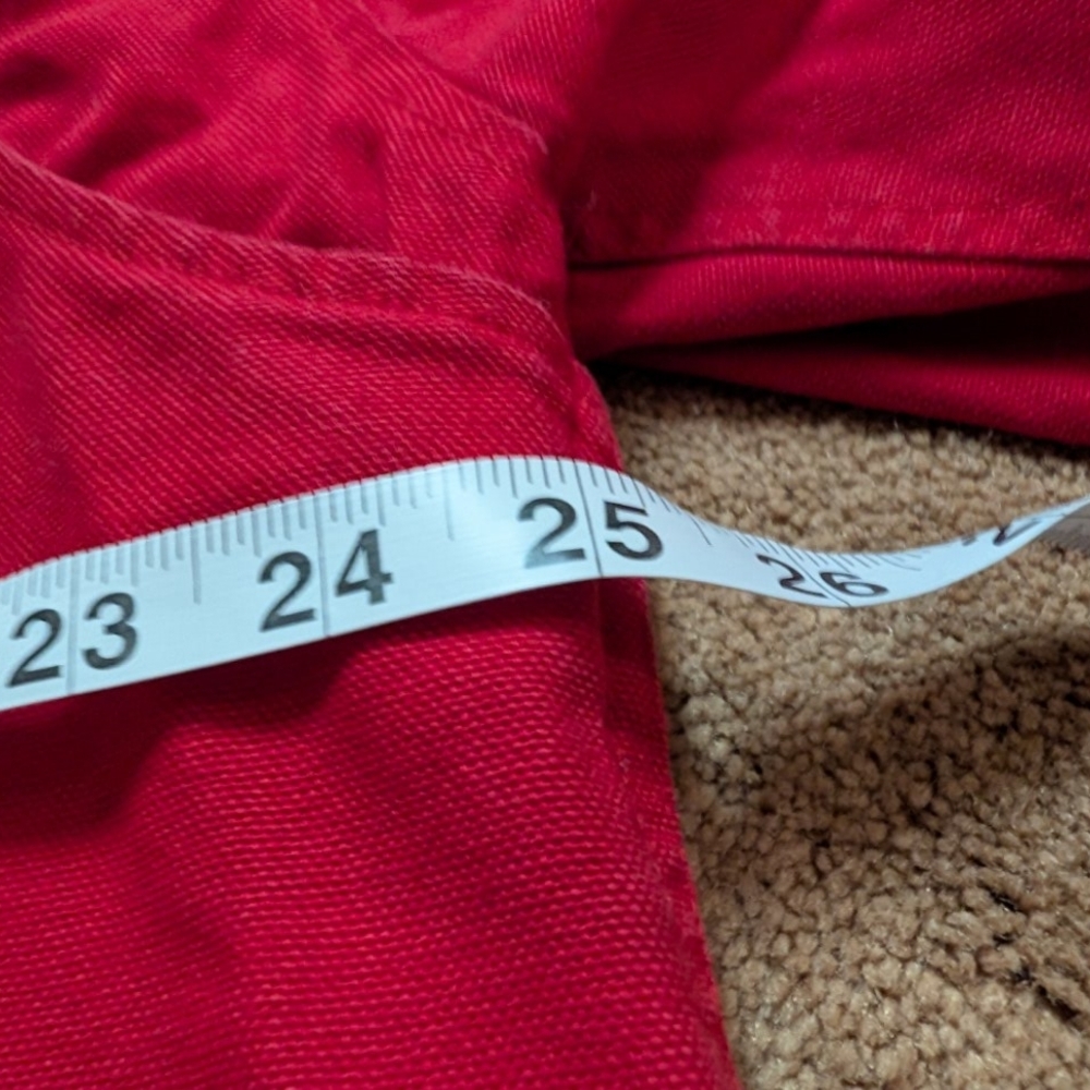 Lands End Vintage Red Canvas Chore Coat with Leather Collar - Picture 12 of 16